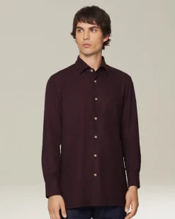 Camicia Nerano bourdeaux Pied de Poule in Flanella
