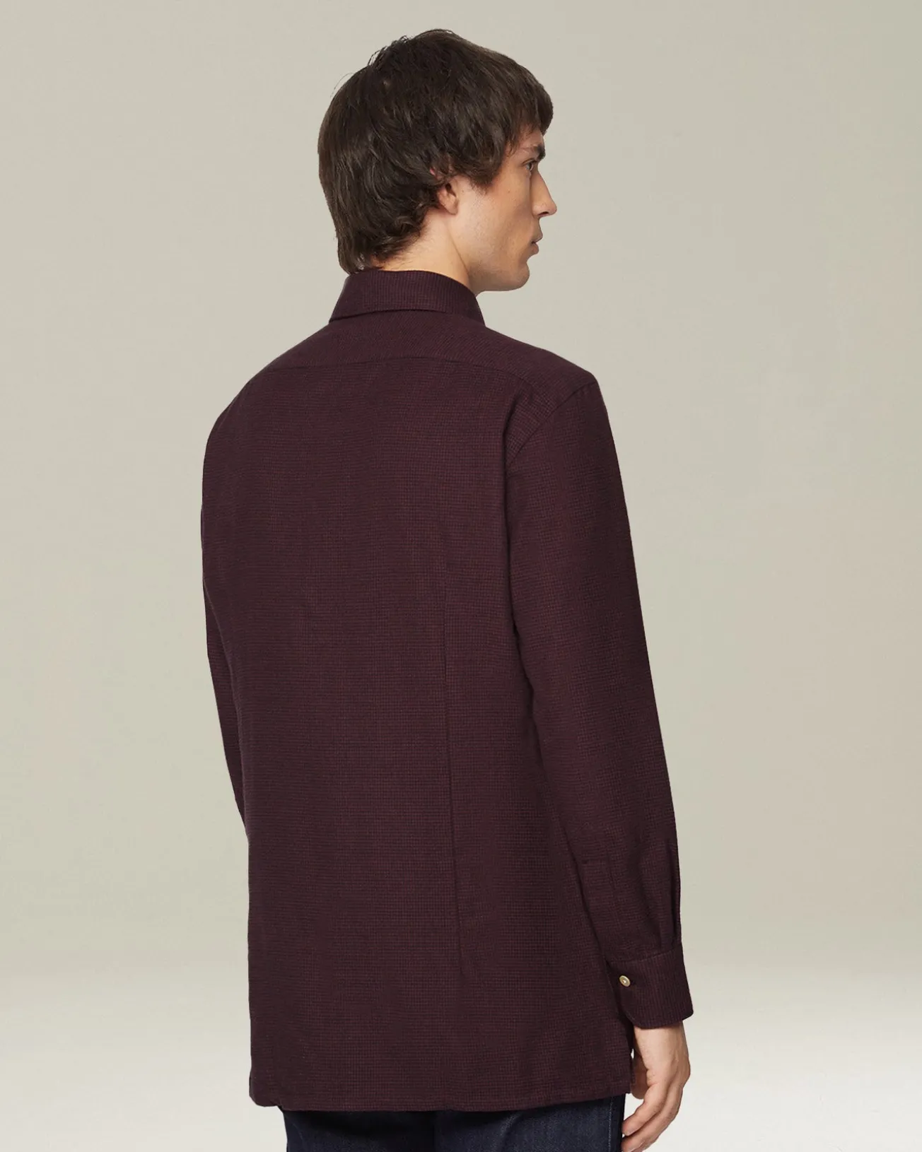 Camicia Nerano bourdeaux Pied de Poule in Flanella