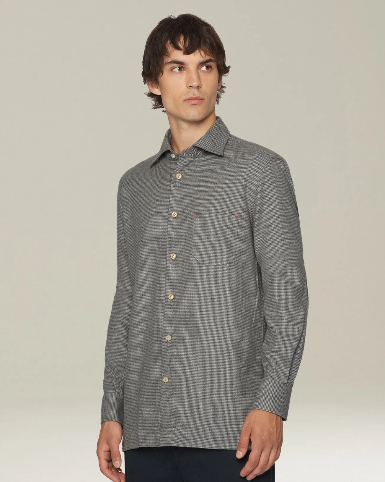 Camicia Nerano grigia Pied de Poule in Flanella