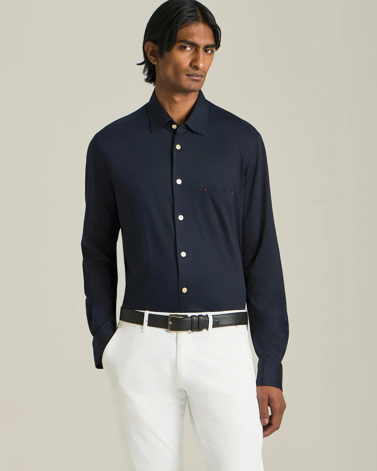 Camicia Nerano in jersey con pince naturali