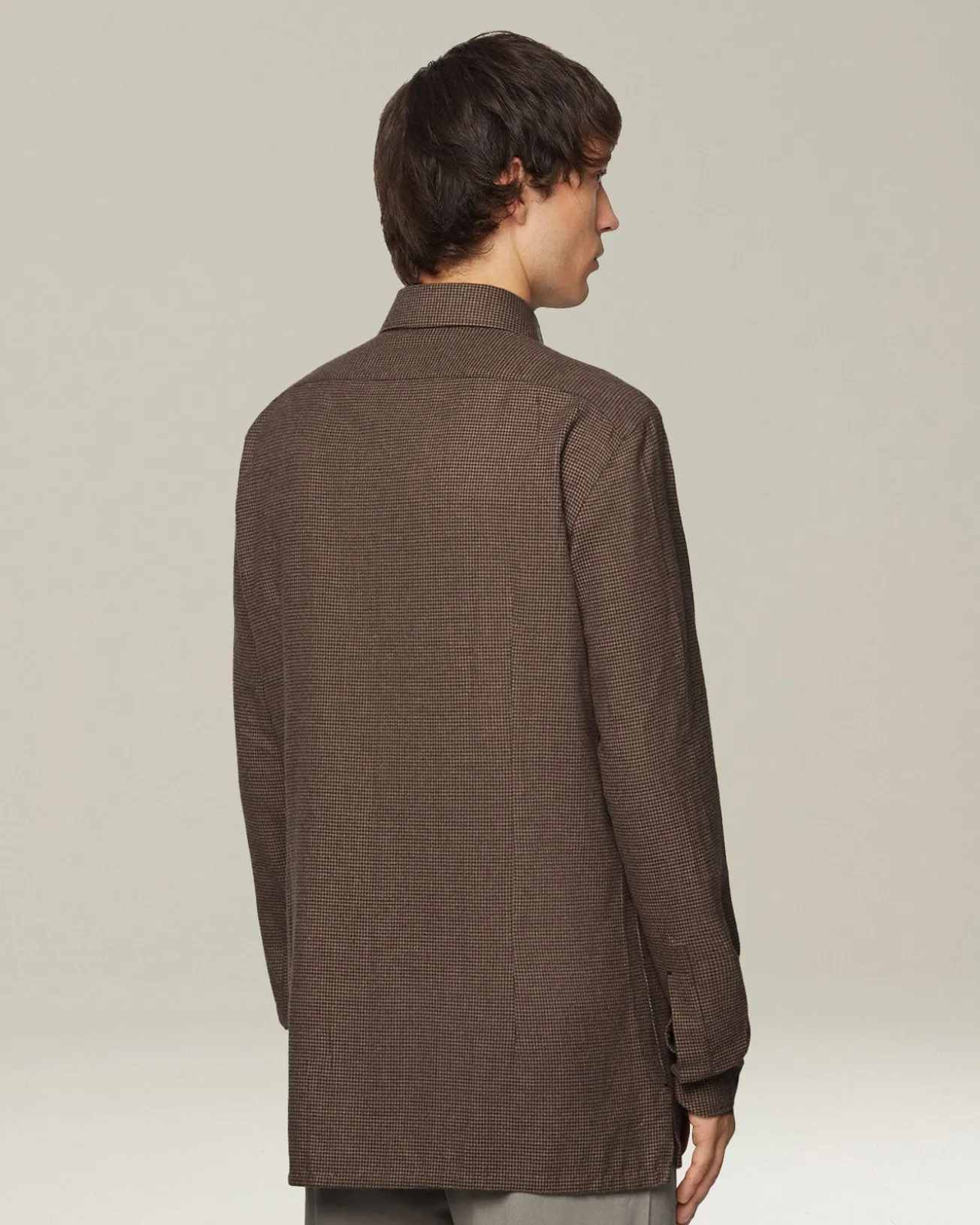 Camicia Nerano marrone Pied de Poule in Flanella
