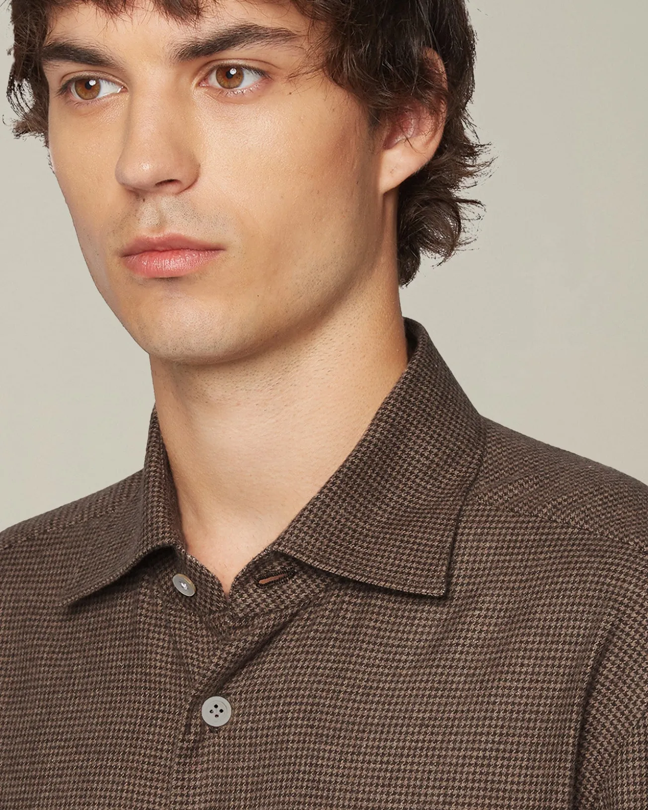 Camicia Nerano marrone Pied de Poule in Flanella