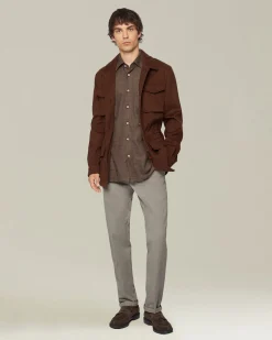 Camicia Nerano marrone Pied de Poule in Flanella