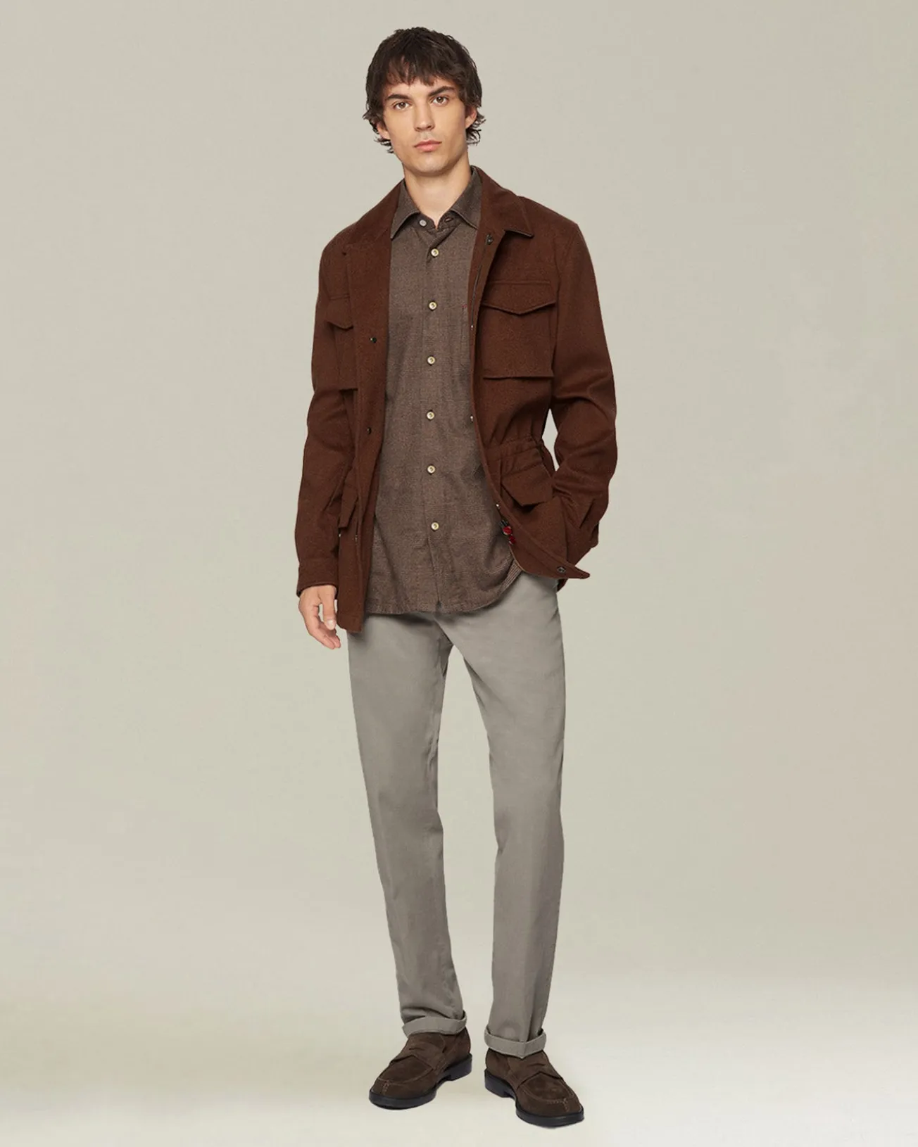 Camicia Nerano marrone Pied de Poule in Flanella