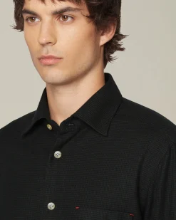 Camicia Nerano nera Pied de Poule in Flanella
