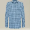 Camicia Quadri azzurra in flanella di cotone