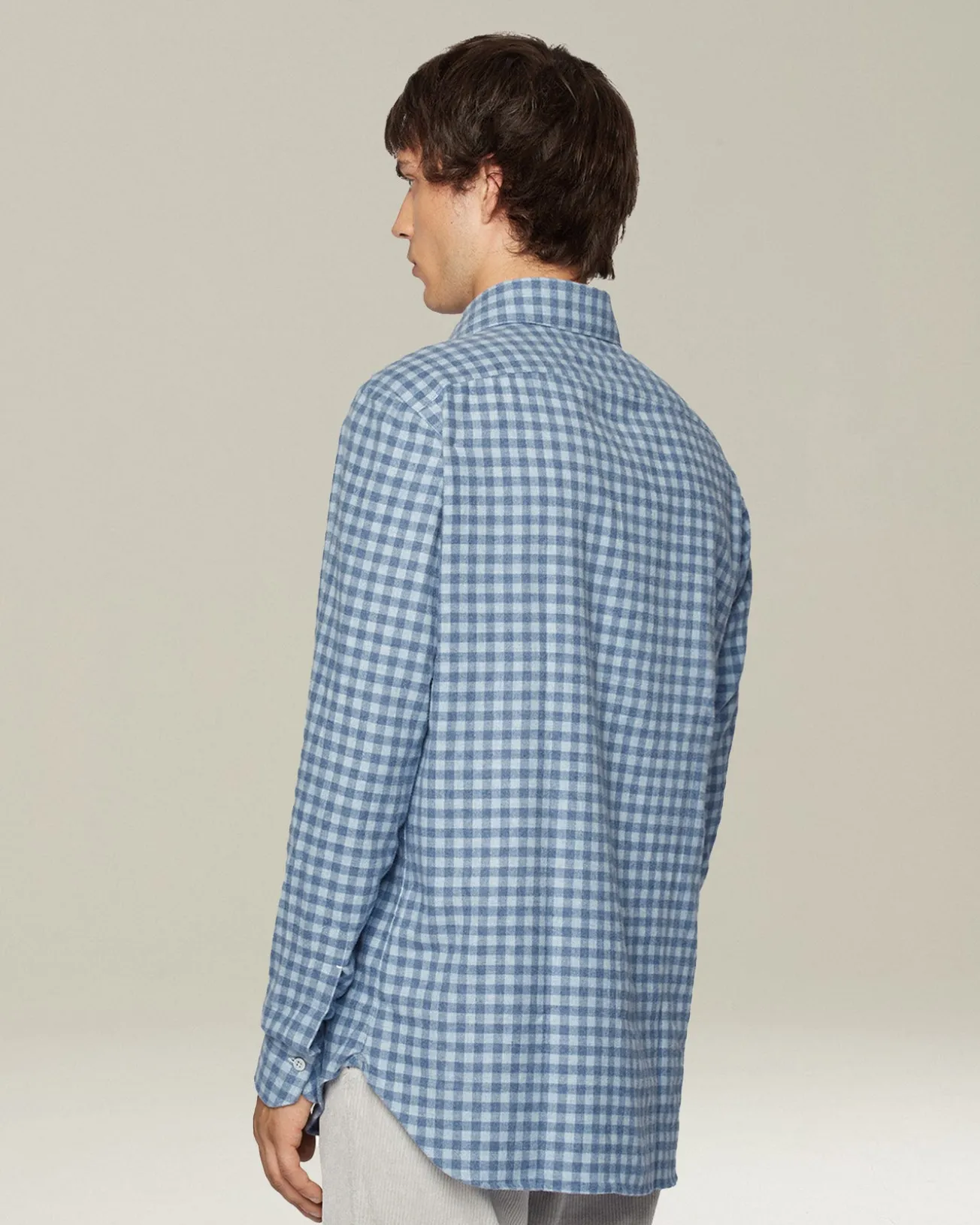 Camicia Quadri azzurra in flanella di cotone