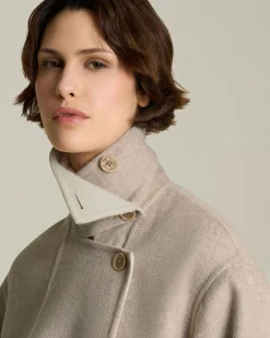Cappotto donna in Cashmere con collo chiusura asimmetrica