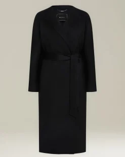 Cappotto donna lungo in cashmere nero