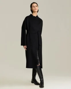 Cappotto donna lungo in cashmere nero