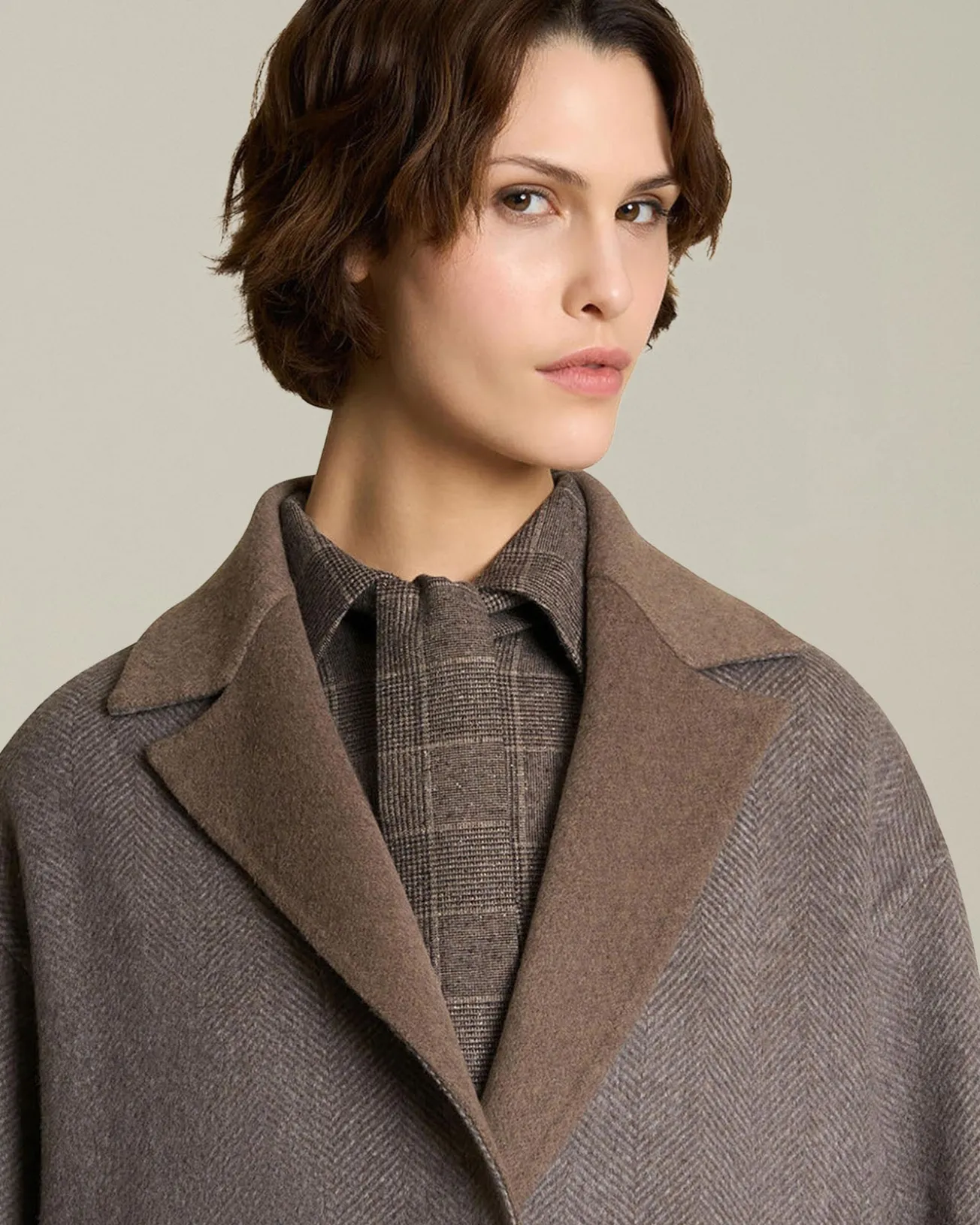 Cappotto donna reversibile in Cashmere beige