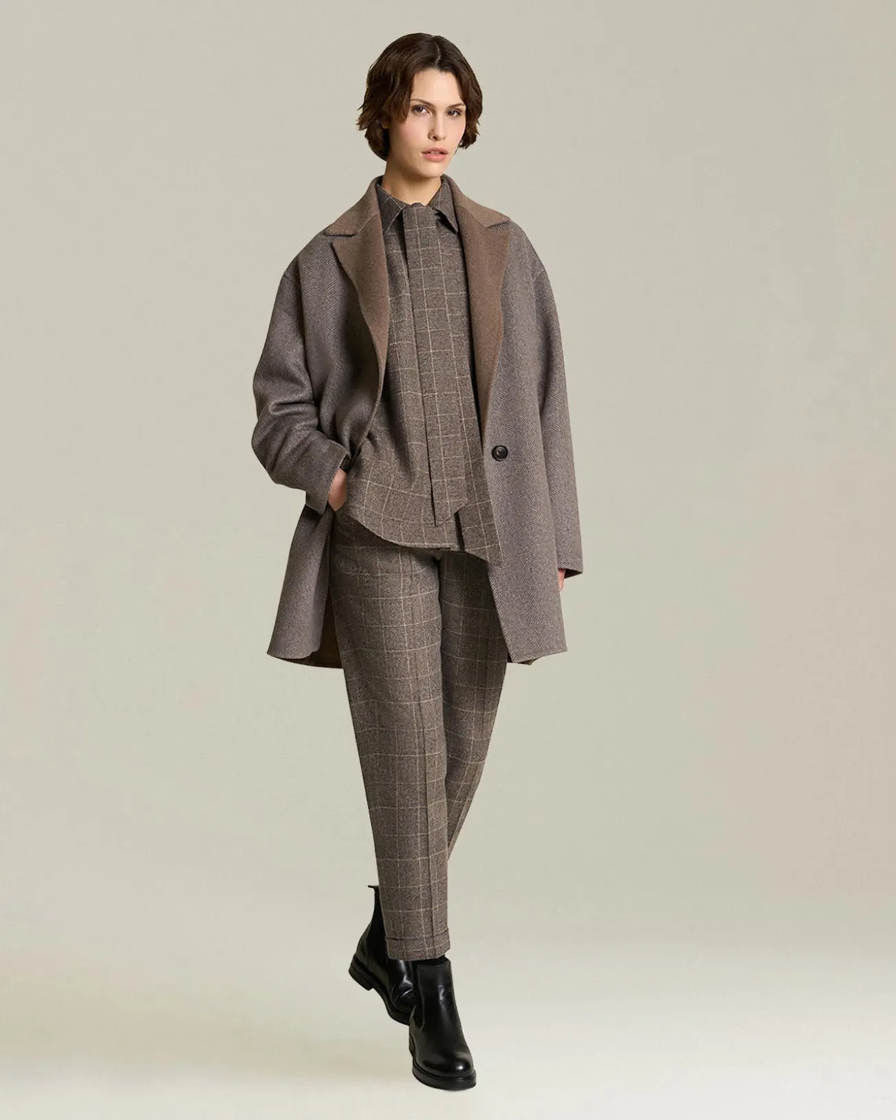 Cappotto donna reversibile in Cashmere beige