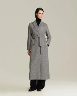 Cappotto in Cashmere lungo con cintura grigio