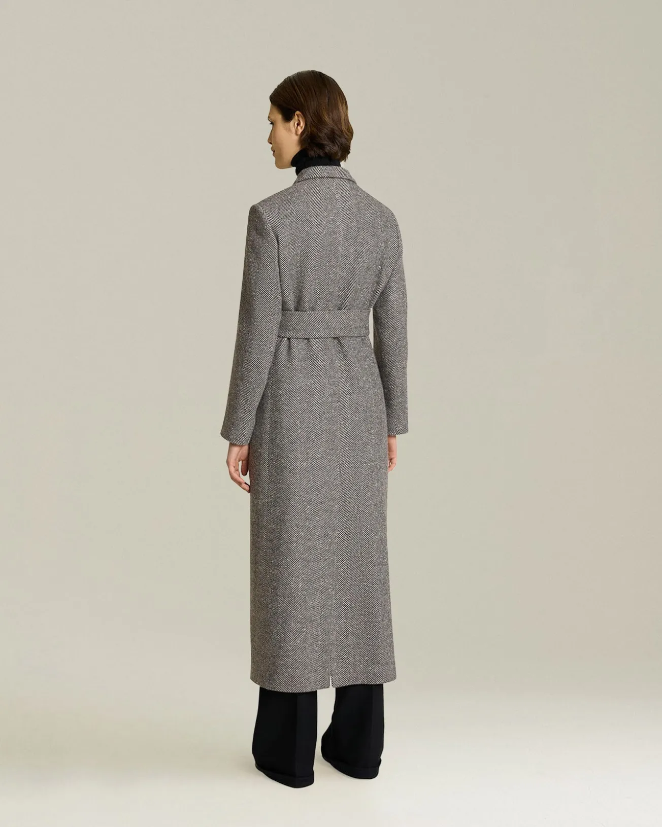 Cappotto in Cashmere lungo con cintura grigio