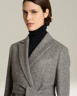 Cappotto in Cashmere lungo con cintura grigio