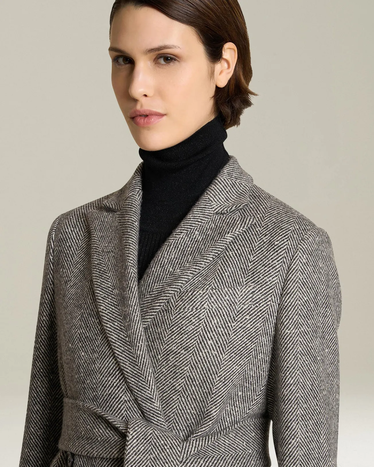 Cappotto in Cashmere lungo con cintura grigio