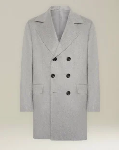 Cappotto uomo grigio chiaro in cashmere pettinato