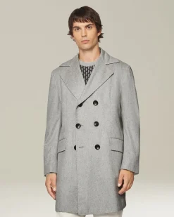 Cappotto uomo grigio chiaro in cashmere pettinato