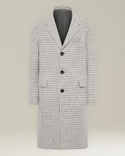 Cappotto uomo lungo Pied de Poule in Cashmere blend