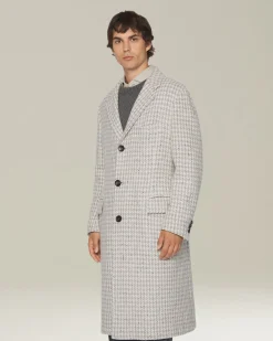 Cappotto uomo lungo Pied de Poule in Cashmere blend