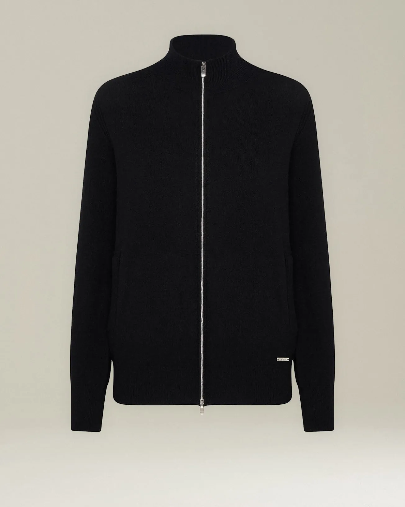 Cardigan donna con zip nero 100% Cashmere