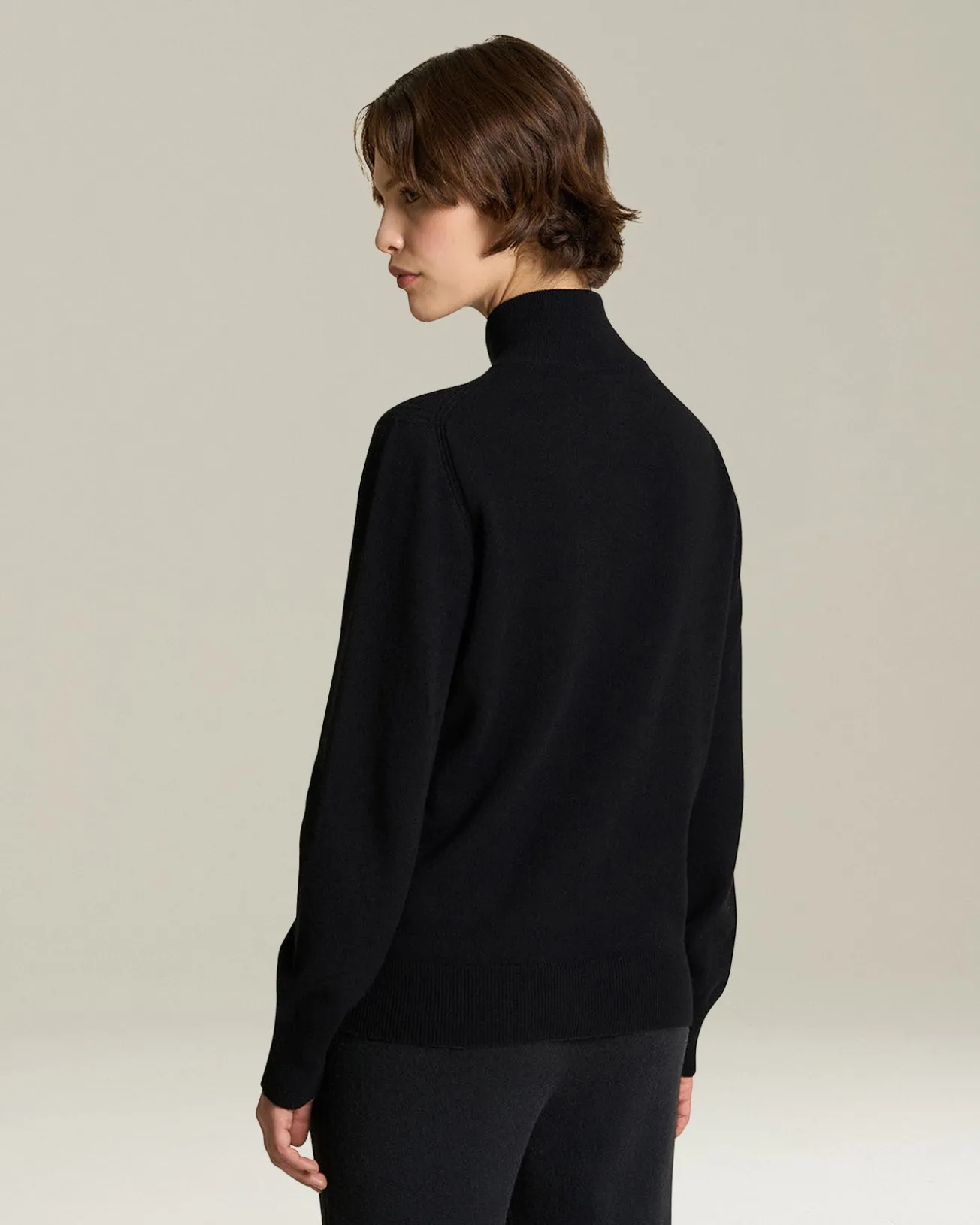 Cardigan donna con zip nero 100% Cashmere
