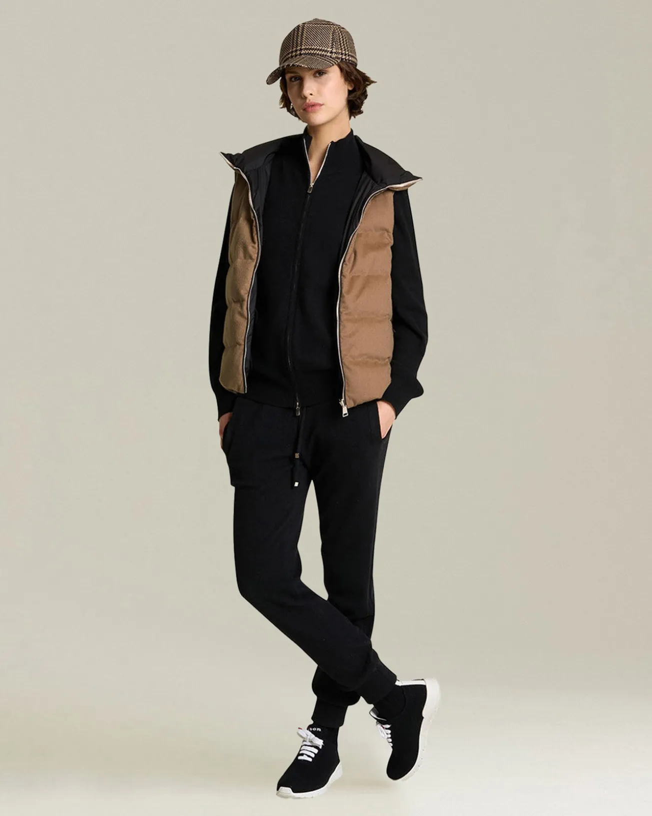 Cardigan donna con zip nero 100% Cashmere