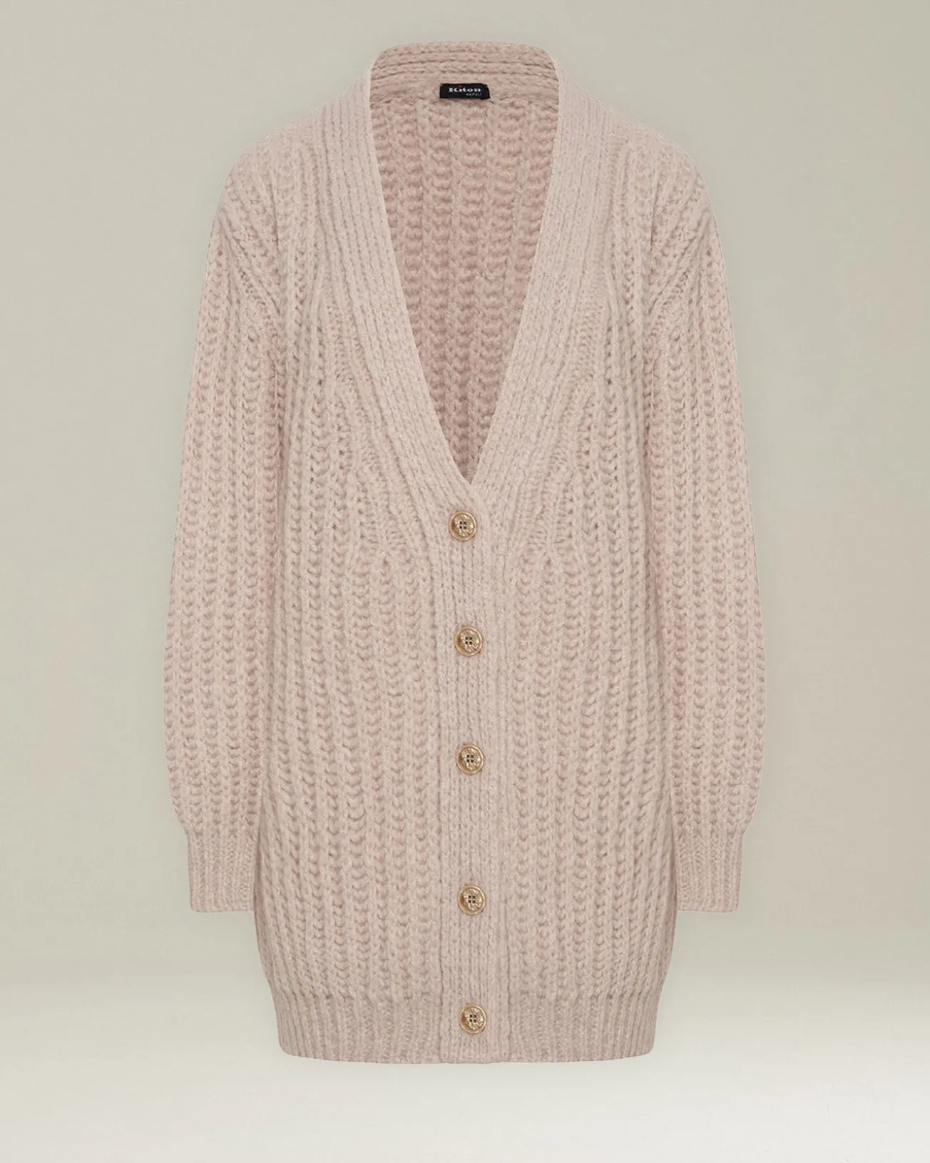 Cardigan scollo a V trecce in Cashmere e Seta