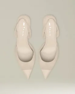 Décolleté Slingback in pelle scamosciata color panna