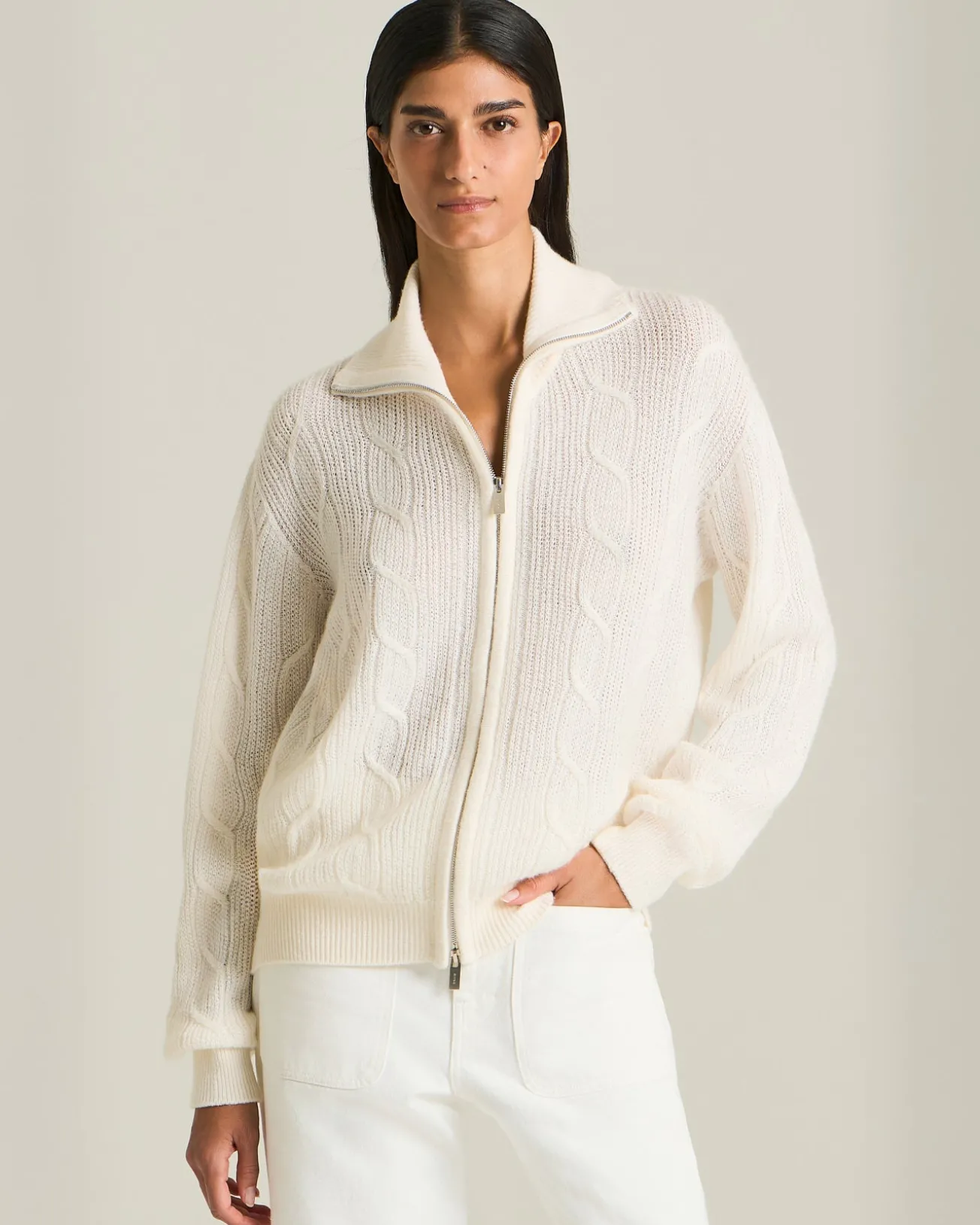 GIACCA BOMBER IN MAGLIA DI CASHMERE, SETA E VISCOSA