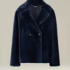 Giacca donna doppiopetto in Shearling blu