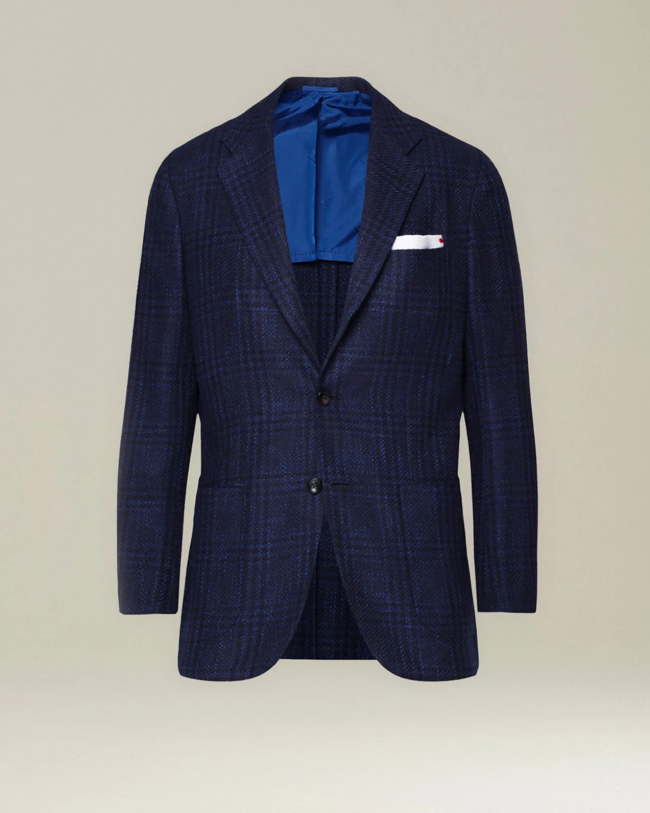 Giacca uomo a quadri blu in blend di lana vergine