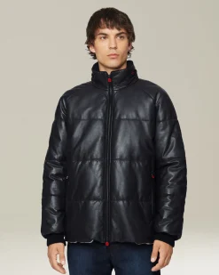 Giubbotto uomo trapuntato imbottito in Nappa blu scuro