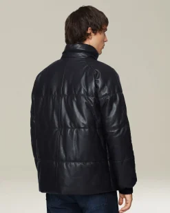 Giubbotto uomo trapuntato imbottito in Nappa blu scuro