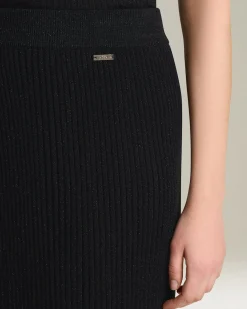 Gonna Tubino in maglia di Lana nera lamé