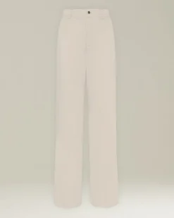 Jeans Sartoriale donna wide leg beige
