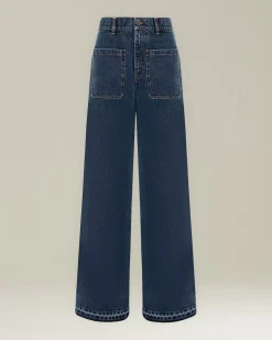 Jeans Sartoriale donna wide leg color Denim
