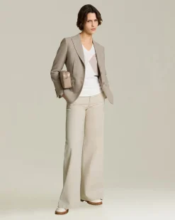 Jeans Sartoriale donna wide leg beige