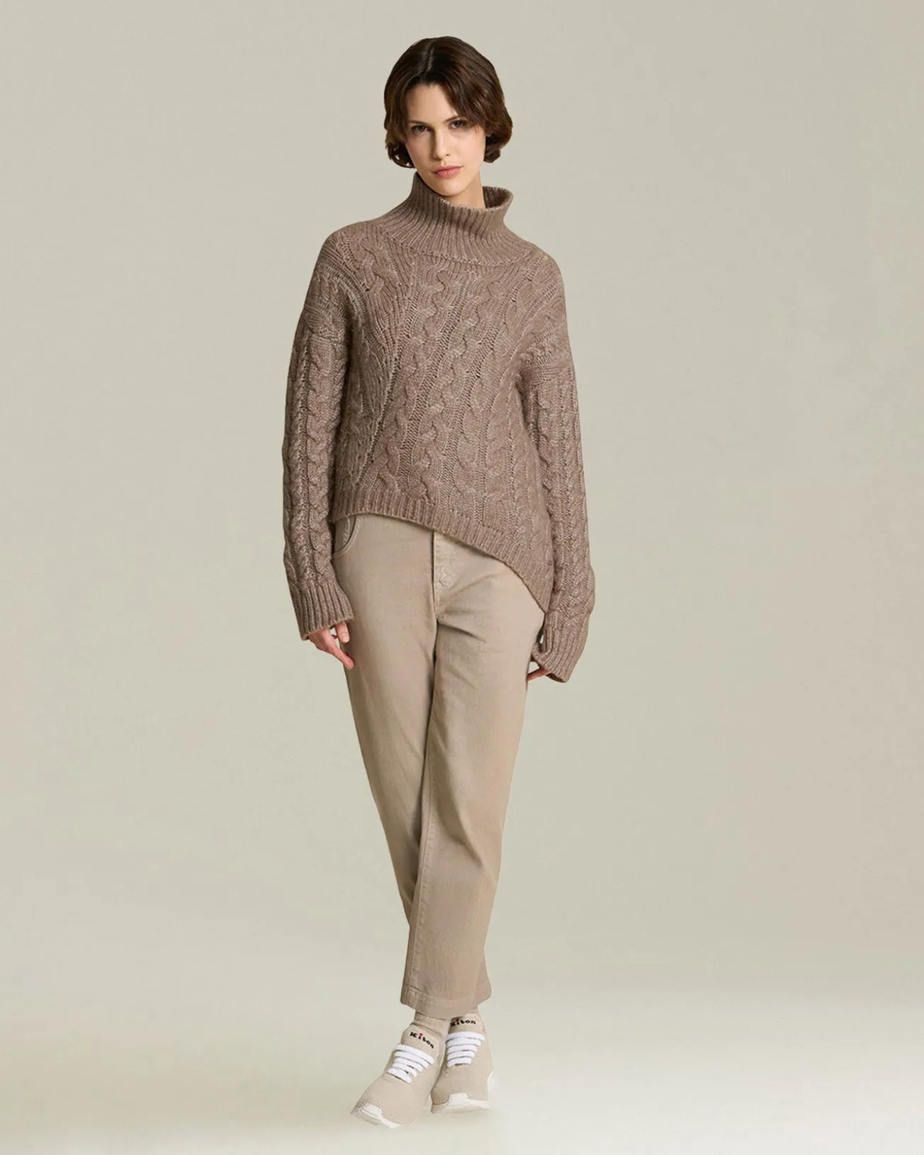 Jeans sartoriali Mum fit beige