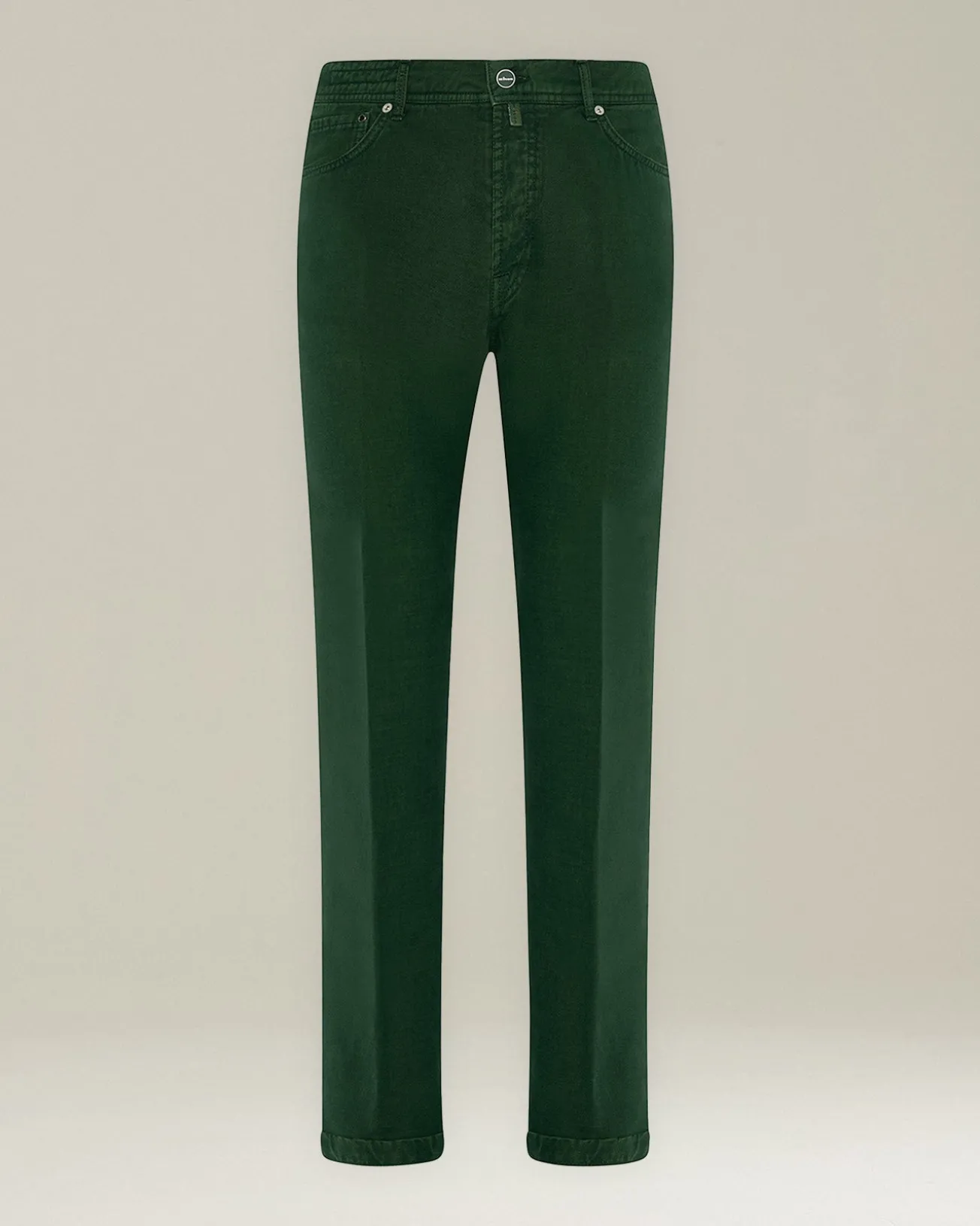 Jeans uomo Sartoriale in Denim e Cashmere verde pino