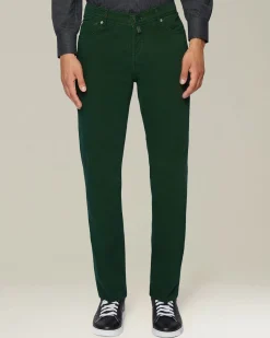 Jeans uomo Sartoriale in Denim e Cashmere verde pino
