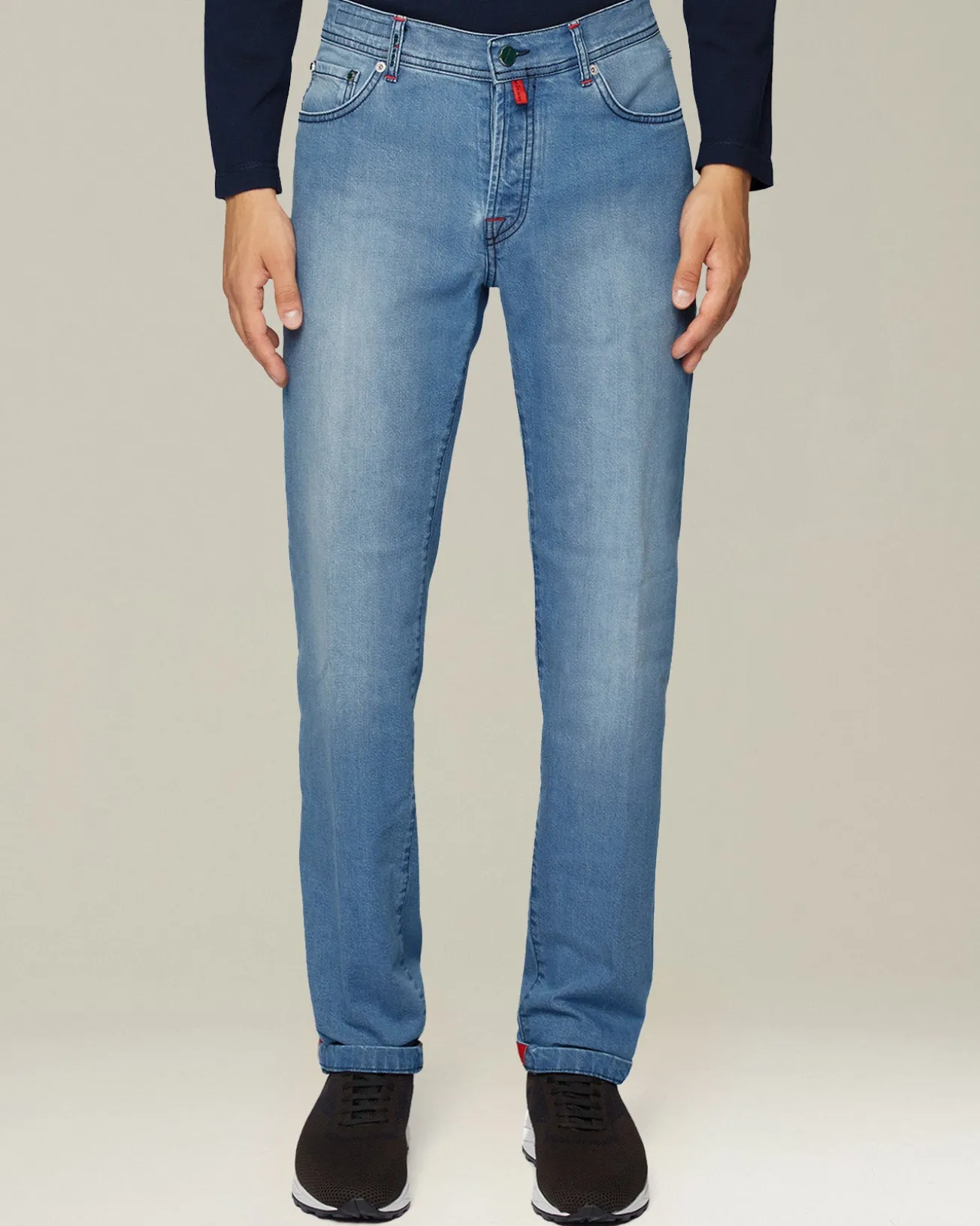 Jeans uomo Sartoriale in Denim e Cashmere sabbia