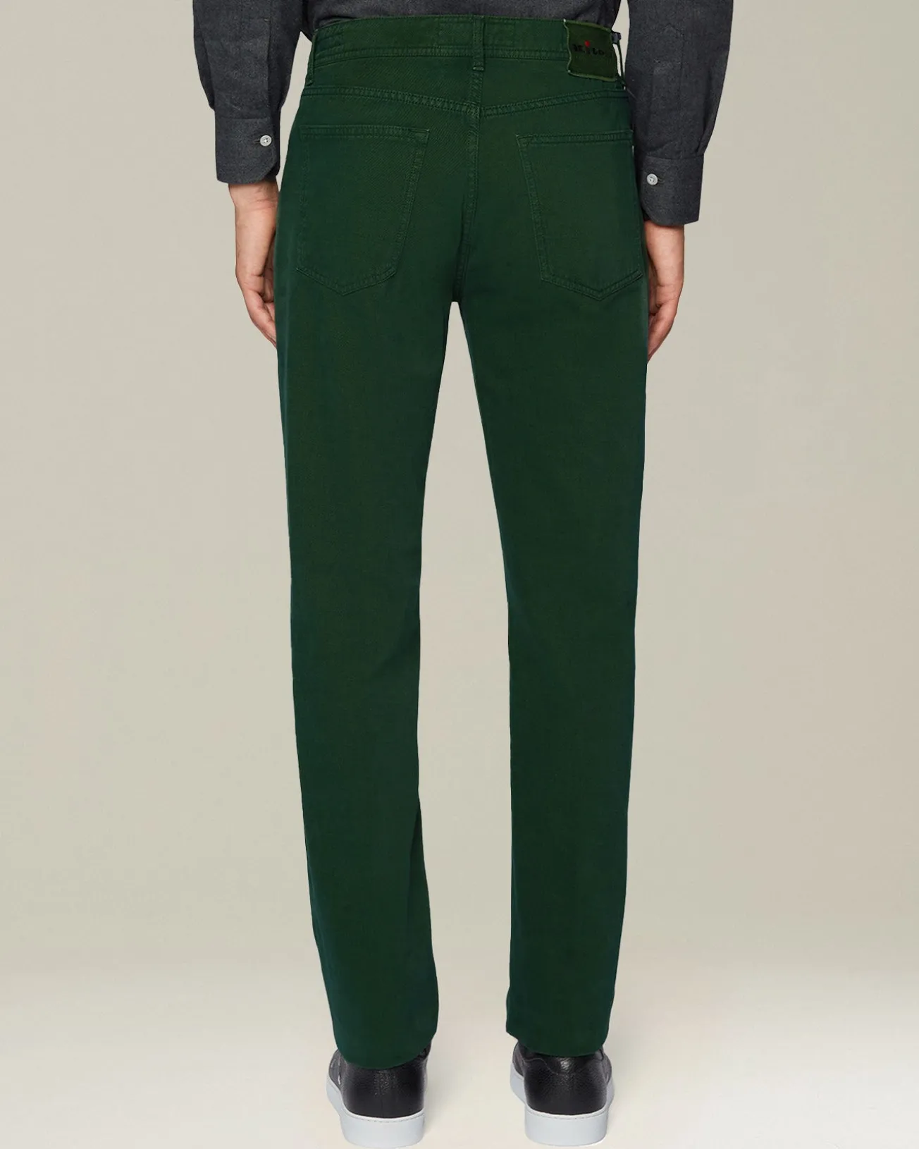 Jeans uomo Sartoriale in Denim e Cashmere verde pino