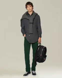 Jeans uomo Sartoriale in Denim e Cashmere verde pino