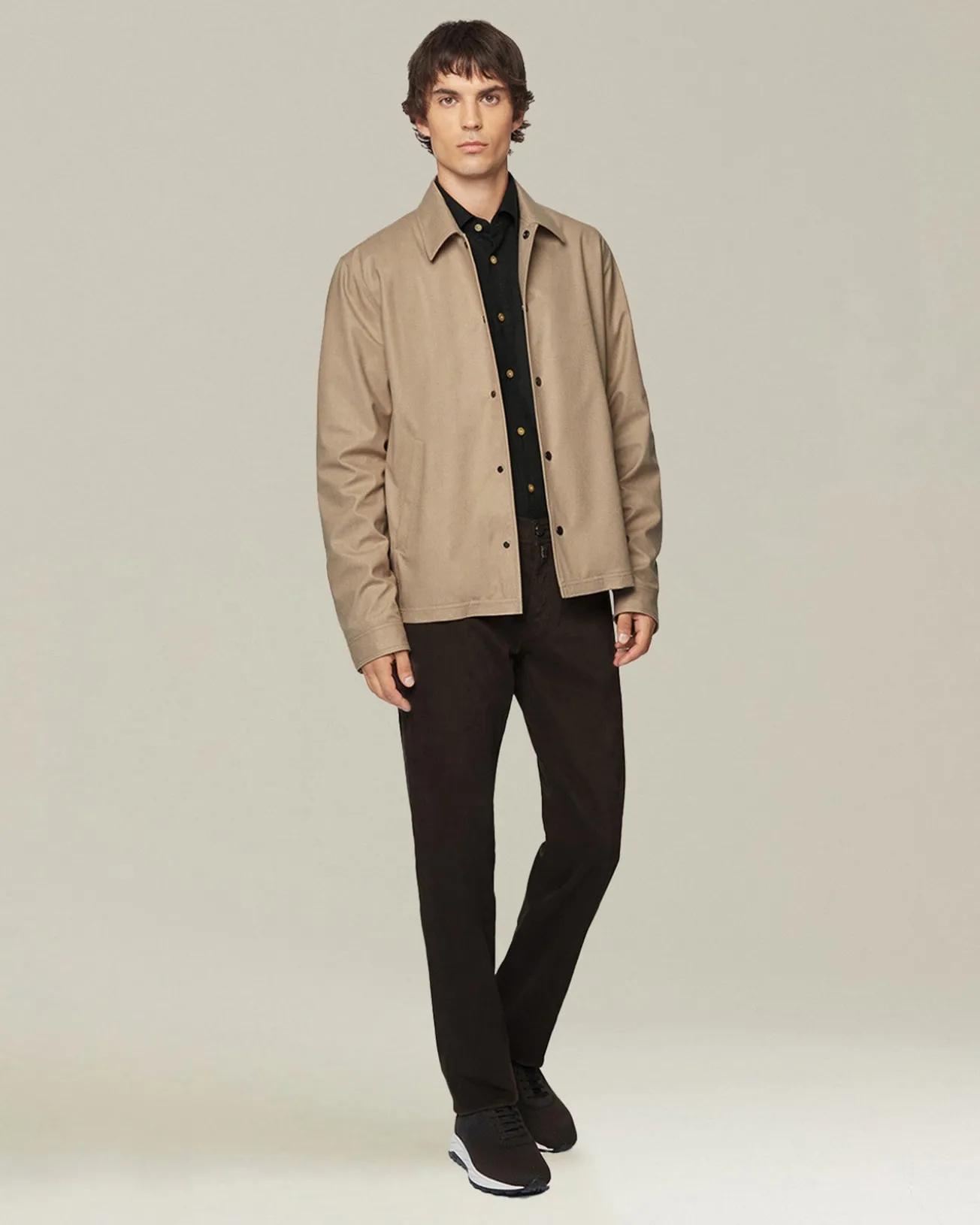 Jeans uomo Sartoriale in Denim e Cashmere marrone
