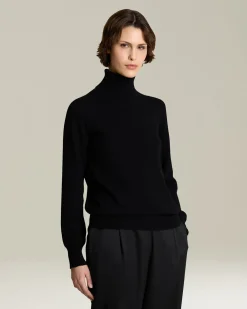 Lupetto donna in cashmere e seta nero