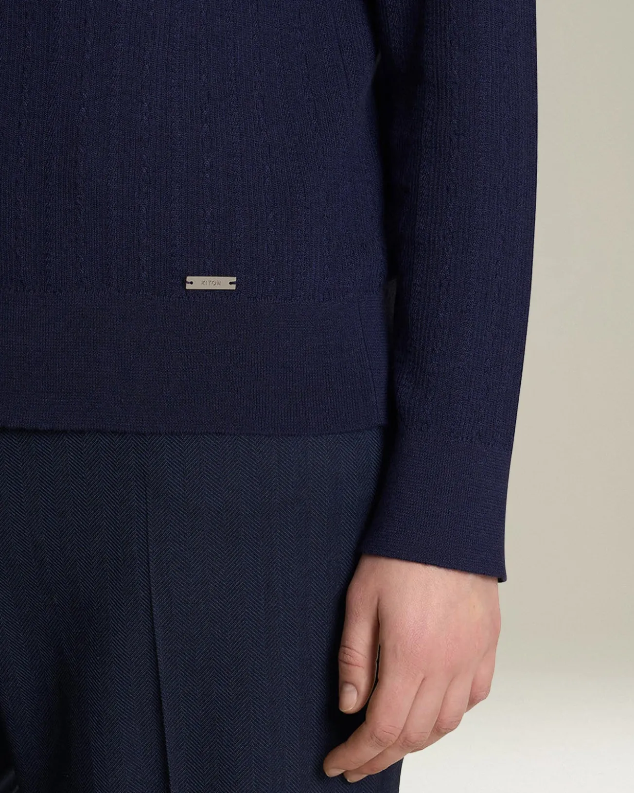 Lupetto donna in cashmere e seta blu navy