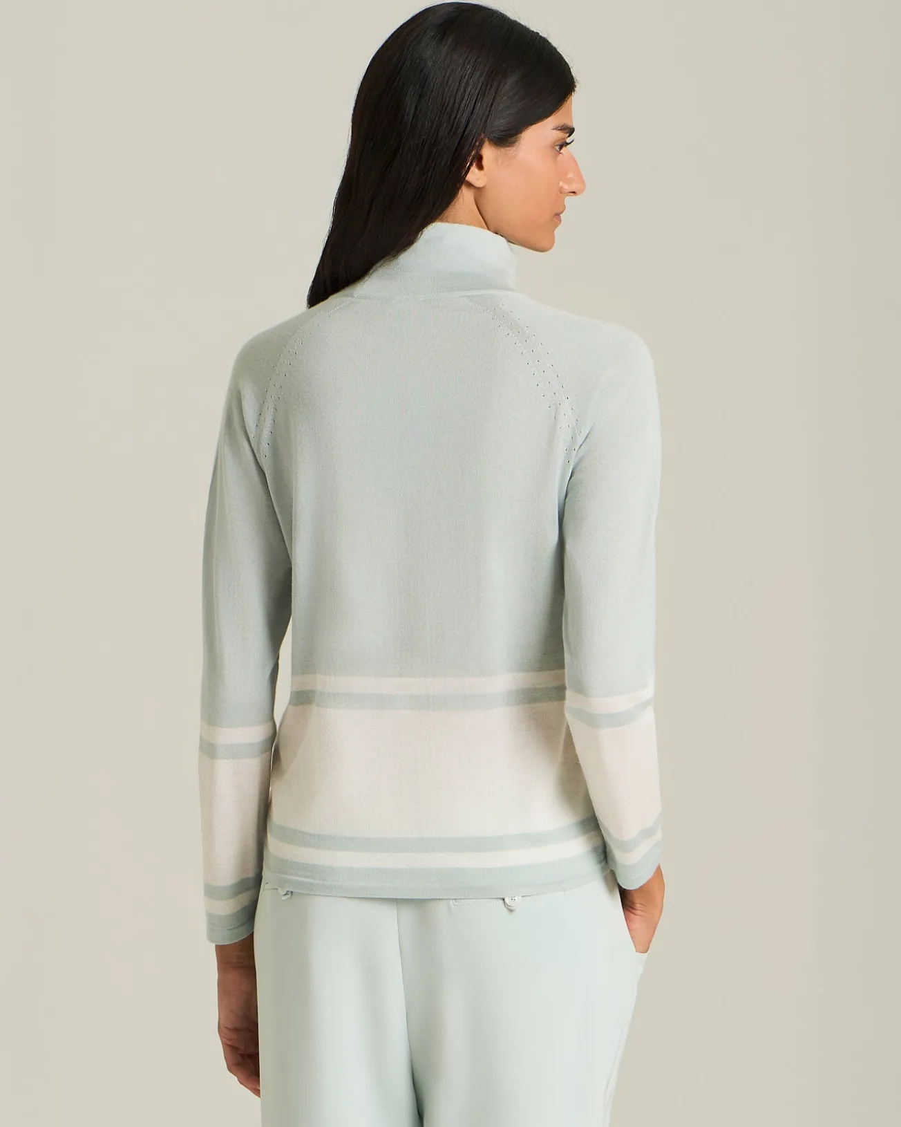 MAGLIA COLLO ALTO COLOUR-BLOCK IN CASHMERE E SETA