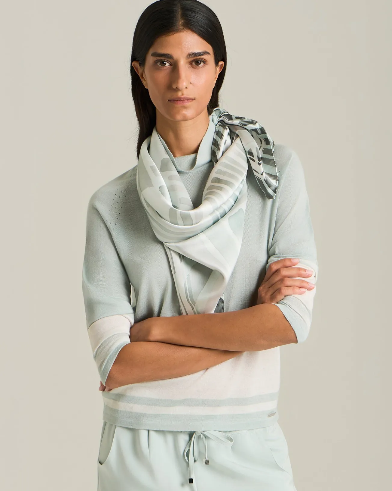 MAGLIA COLLO ALTO COLOUR-BLOCK IN CASHMERE E SETA