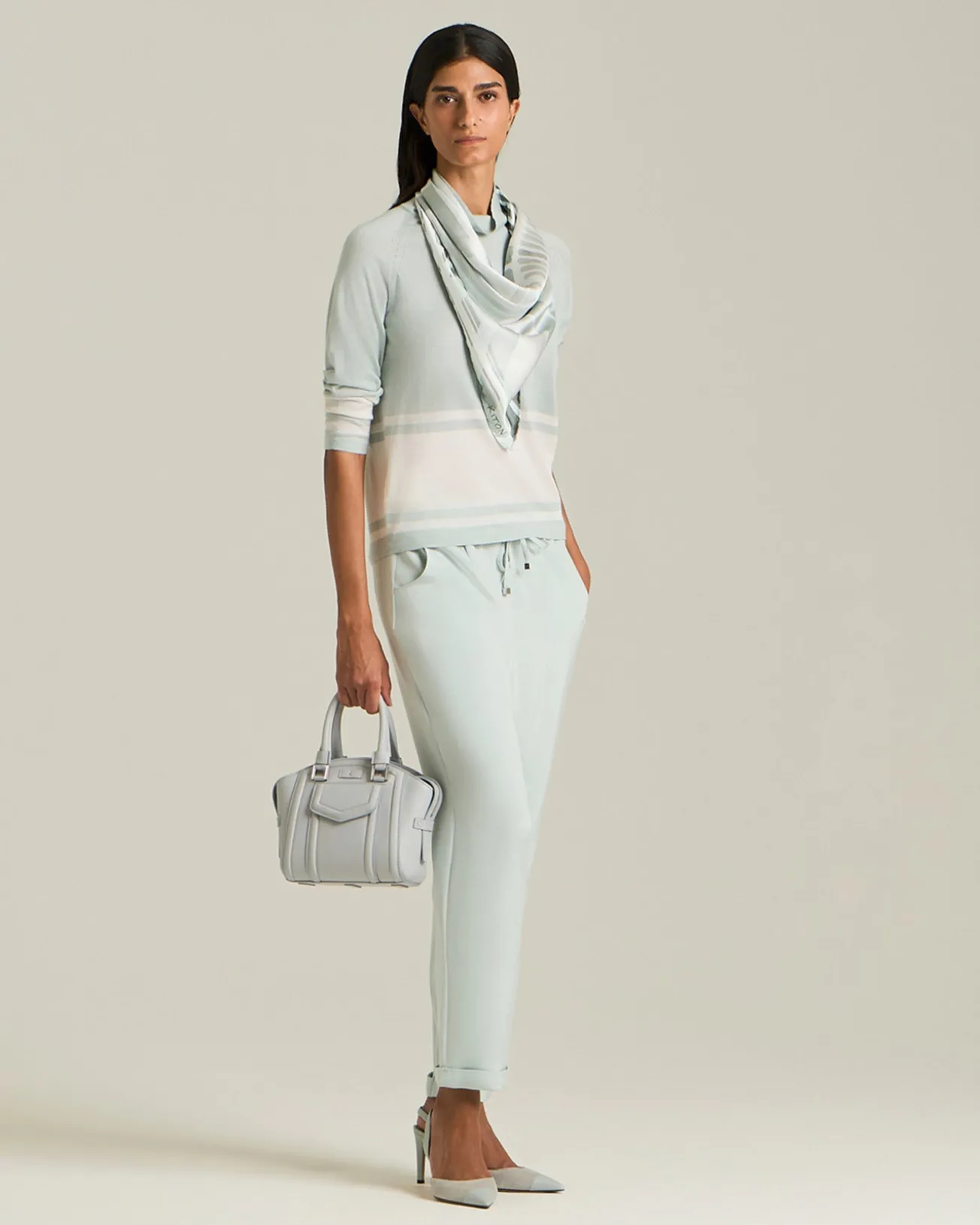 MAGLIA COLLO ALTO COLOUR-BLOCK IN CASHMERE E SETA